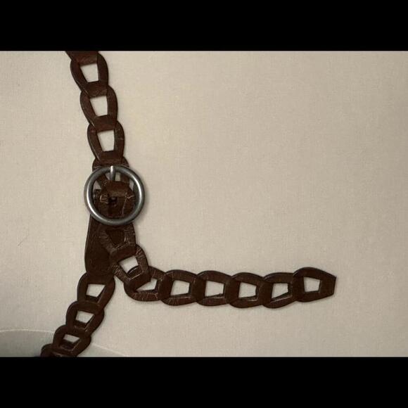 LOFT brown linked leather belt Size Large - Picture 2 of 3